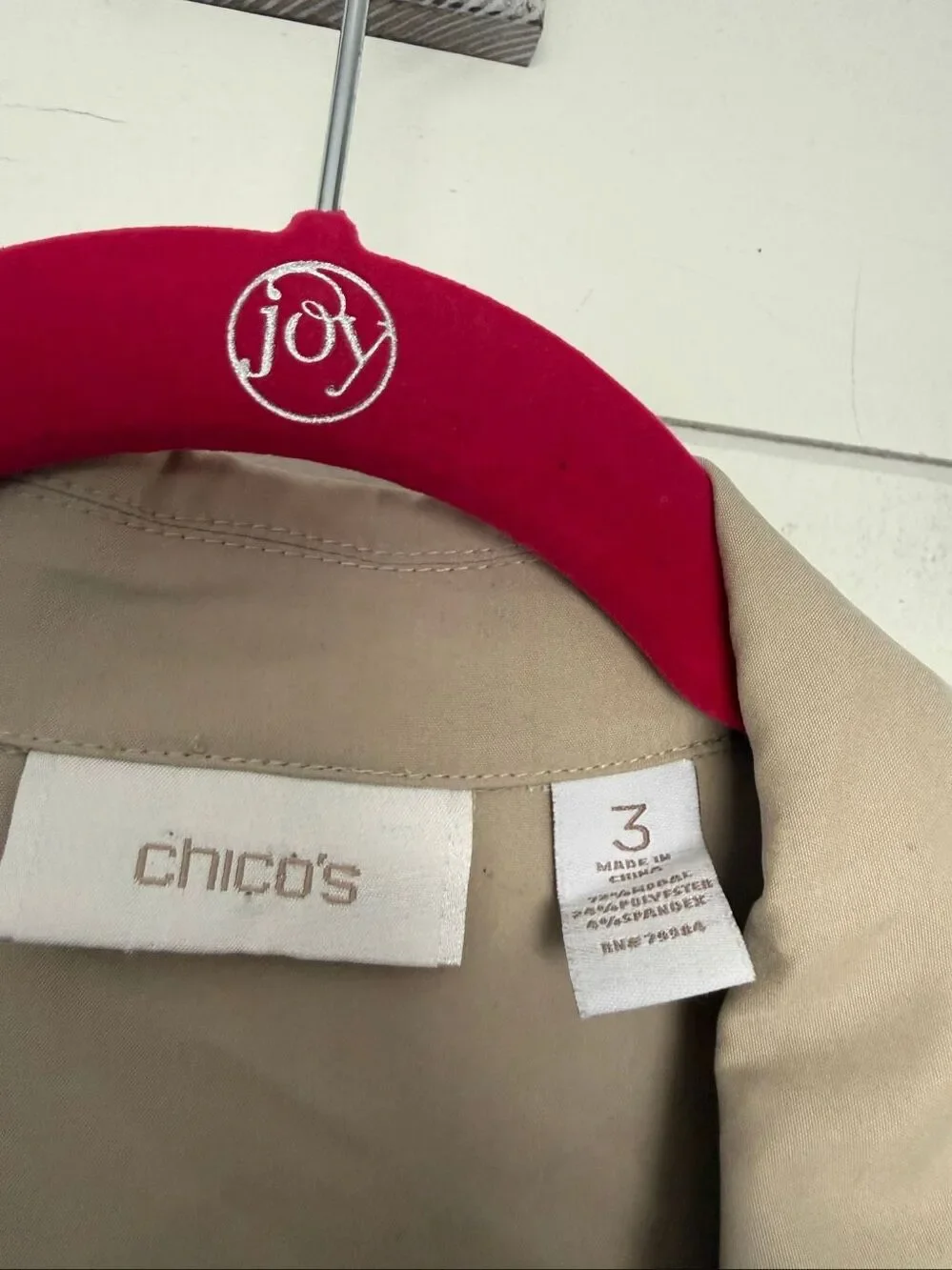 Chico’s Women’s 3 Utility Jacket Tan Longsleeve